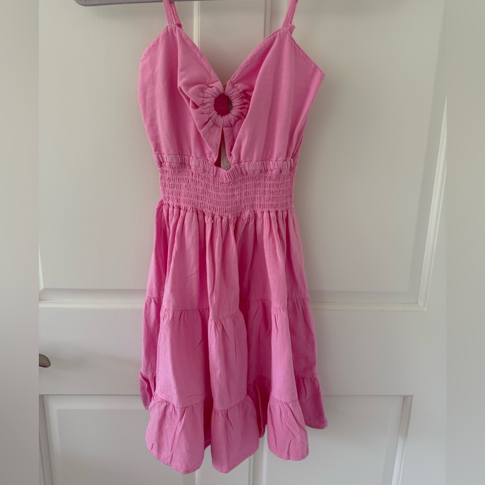 Pink Smocked Tiered Sundress